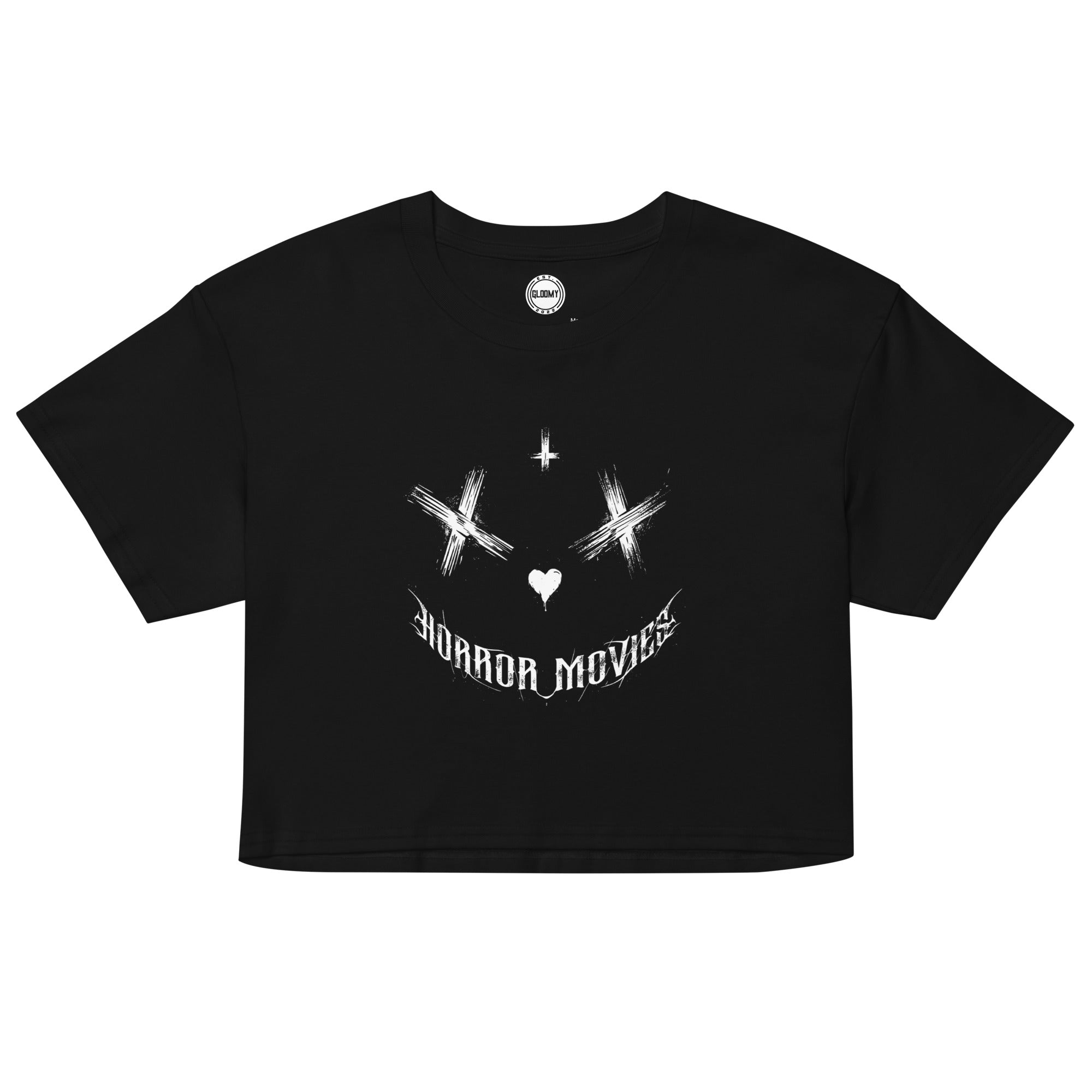 I Love Horror Movies Black and White crop top